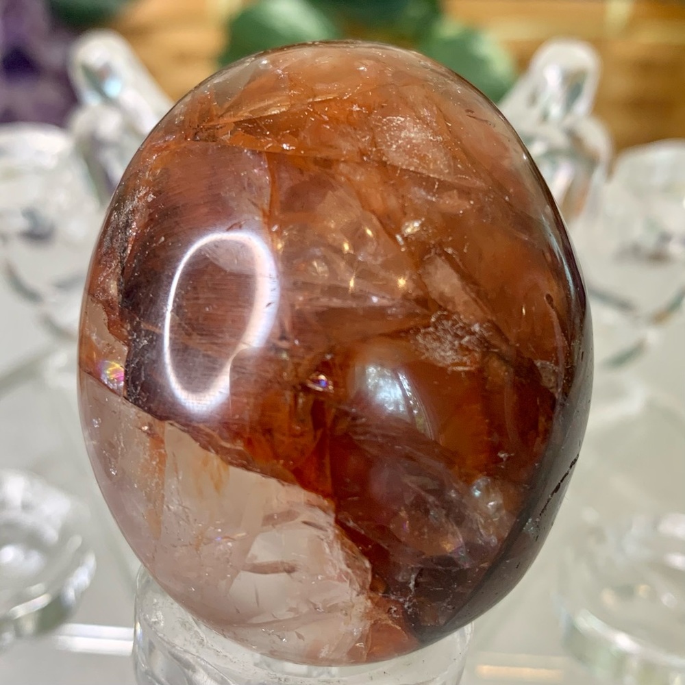 Red Fire Quartz Hematoid Crystal Tumbled Large Stone Chakra Healing Grids 2.1"